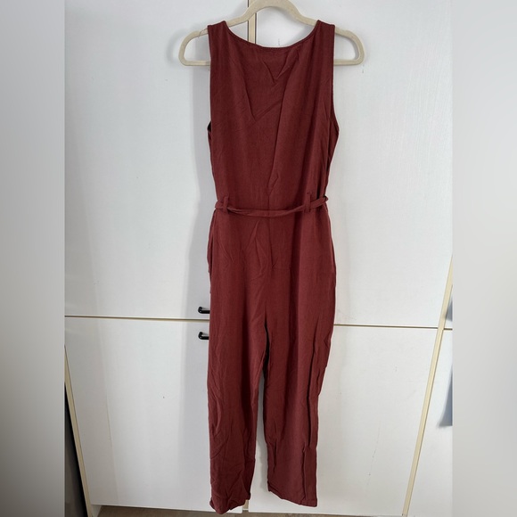 Vero Moda Sleeveless Wrap Jumpsuit Linen blend Waist Tie Women Large Office - Picture 6 of 13